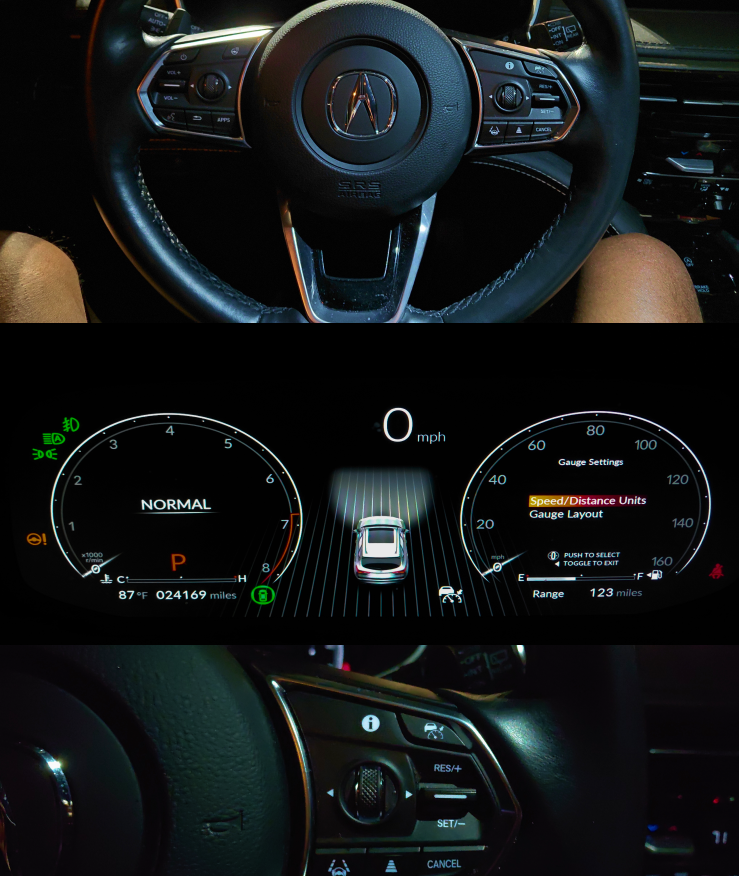 Acura MDX steering wheel controls and digital cluster