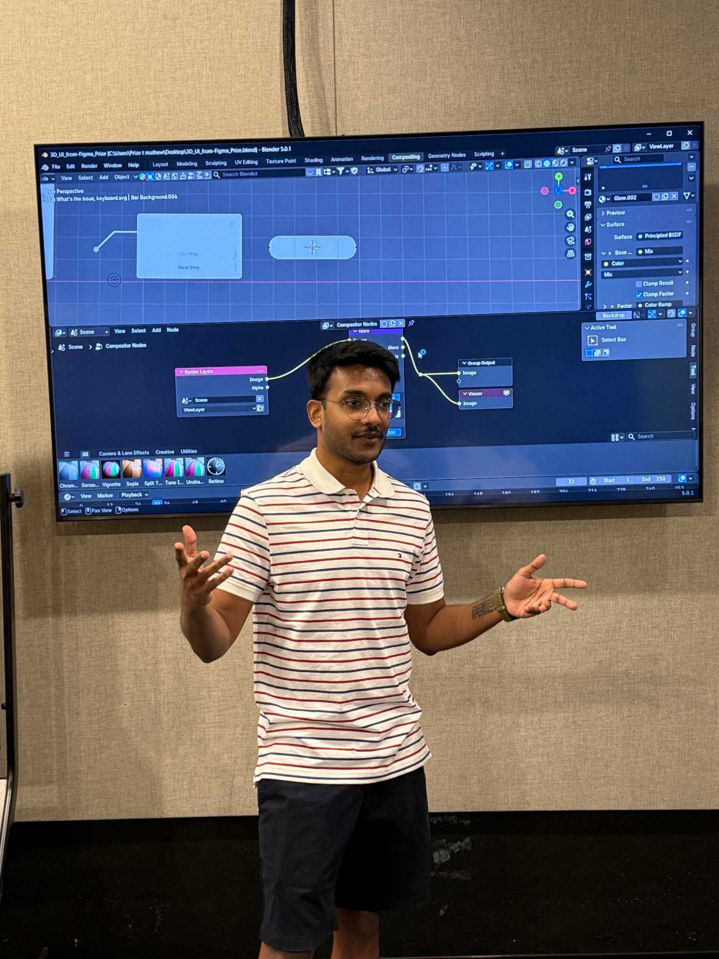 Explaining a Blender compositor setup to the class