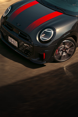 MINI John Cooper Works poster with red racing stripes