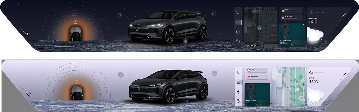 Charging state shown in both dark and light themes.