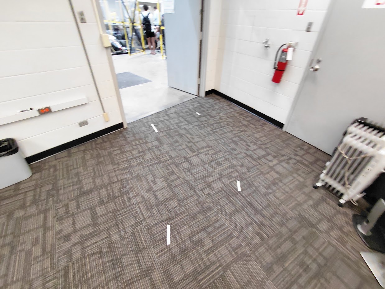 Taped navigation route with obstacles